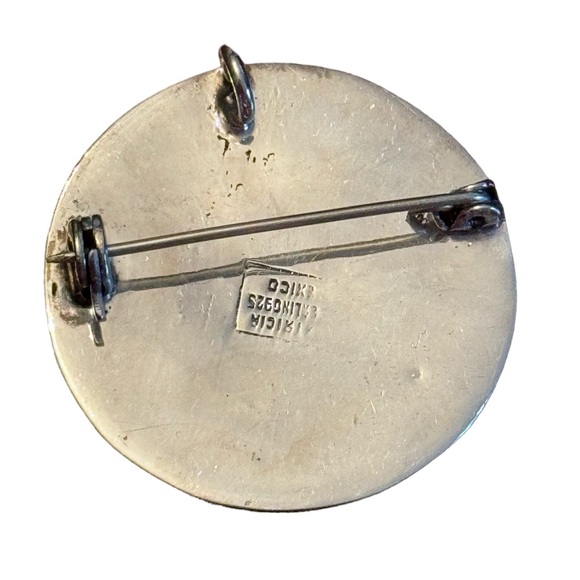 Vintage sterling silver Patricia Mexixo 925 Aztec Mayan Calendar brooch pendant - Picture 2 of 2